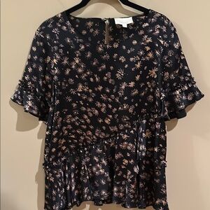 Cinq á sept Floral Black and Pink Women's Top